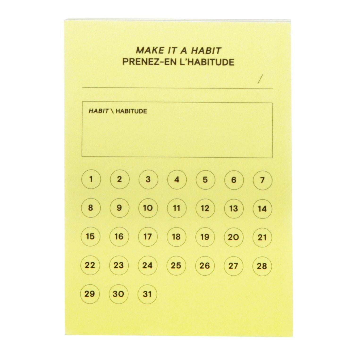 Feuillets à motifs Post-it®, suivi des habitudes, jaune 2.9 po x 4 po (73mm x 101mm)
