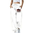 thumbnail image 2 of WXLWZYWL Women Merry Christmas Sweatpants Drawstring Jogger Snowflake Fun Print Elastic Waist Casual Trousers Warm Comfy Pants with Pockets, 2 of 4