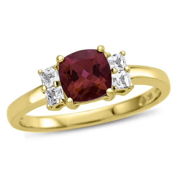 FJC Finejewelers 6x6mm Cushion-Cut Created Ruby and White Topaz Ring