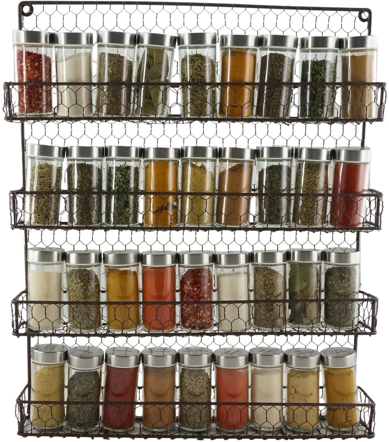 Metal Spice Rack Kitchen Wall Mount 4 Tier Metal Wire Spices Organizer
