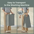 thumbnail image 5 of 2-Compartment Laundry Hamper & Sorter with Removable Bags, Foldable Shelf, 24.2 Gal (92L) Capacity, Sturdy Metal Frame, for Home，Laundry Room, White & Gray, 5 of 7