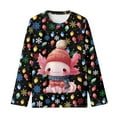 thumbnail image 5 of Garronmavis Christmas Axolotl Girls Long Sleeve T-Shirts Size 11-12 Warm Colorful Lights Long Sleeve Crewneck T-Shirts Tee Tops Comfortable Casual Crewneck Loose Fit Tee Tops, 5 of 7