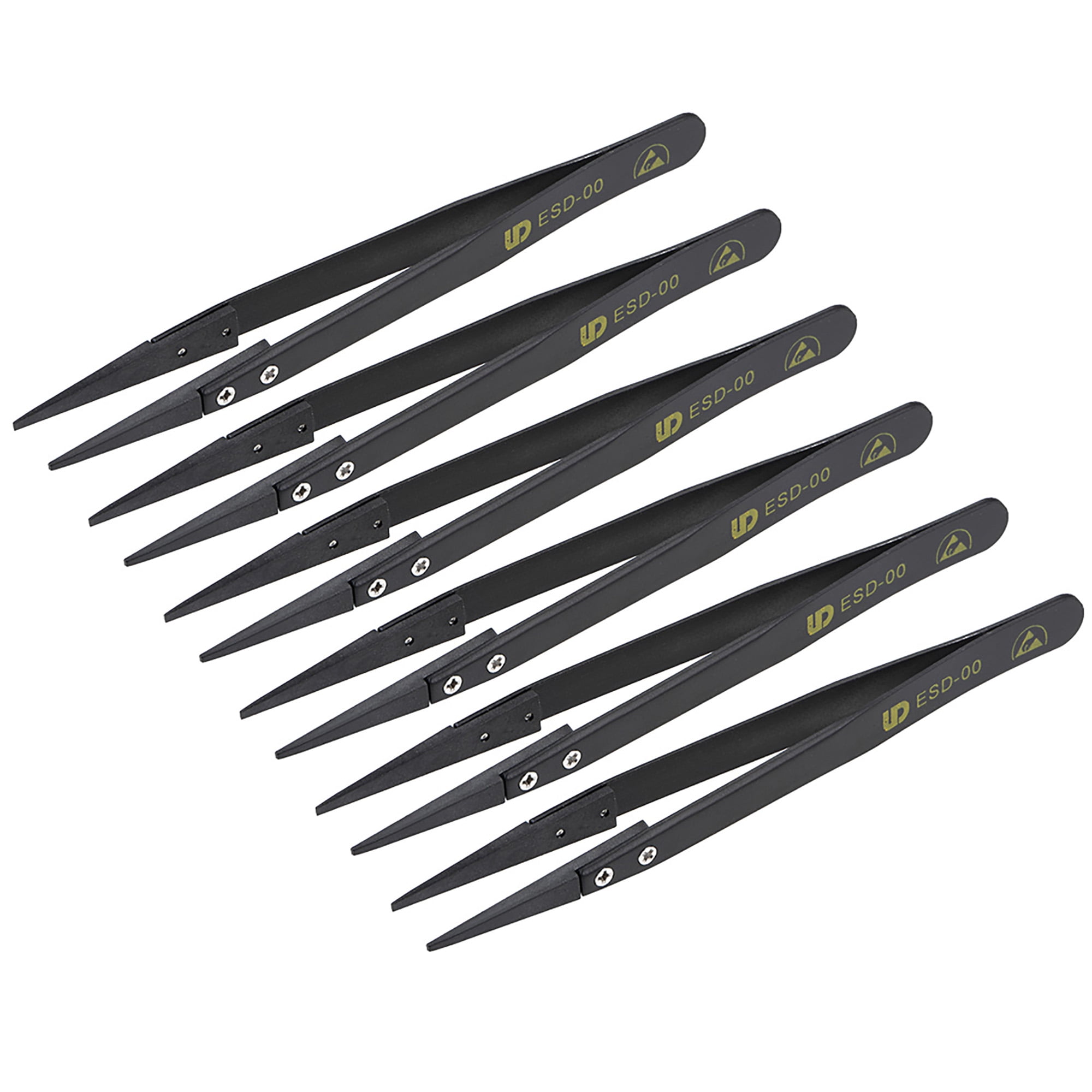 ESD Precision AntiStatic Tweezers, Stainless Steel Flat Pointed