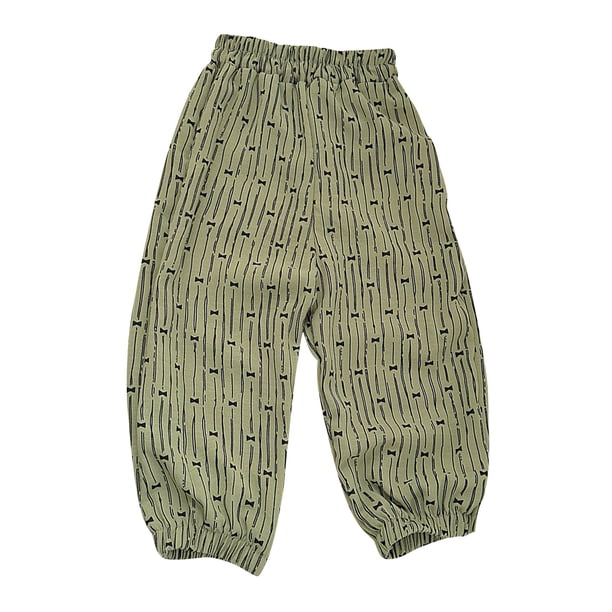 Odeerbi 6M-11Y Niños Niñas Rayas Algodón Jogger Pantalones Verano Lindo Transpirable Casual Pantalones