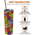 thumbnail image 3 of Autism Awareness Colorful Puzzle Piece Cup with Straw 20Oz Tumbler with Lid and Straw Cute, 3 of 6