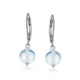 thumbnail image 2 of Bling Jewelry Womens Simple Gemstone 8MM Drop Ball Earrings Secure Hinge Lever Back Sterling Silver, 2 of 4