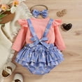 thumbnail image 4 of Baby Girl Floral Romper Ruffle Lace Dress Long Sleeve Fall Spring Pullover Skirt with HairBand,0-24M, 4 of 7
