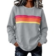 thumbnail image 2 of Ghalytn Women's Oversized Crew Neck Pullover Sweatshirt, Long Sleeve Rainbow Stripe Graphic Relaxed Fit Casual Top, 2 of 6