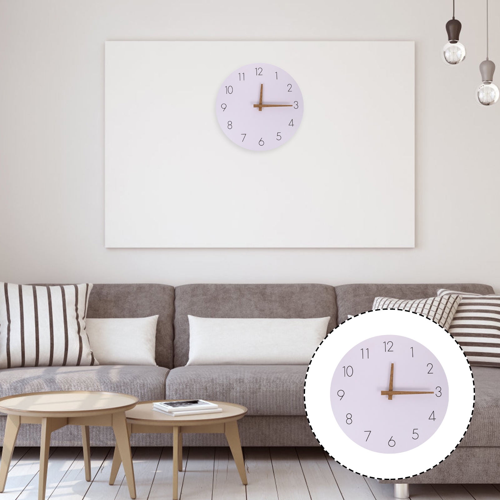 IDEANATEGRATE Modern Round Wall Clock, White Frameless Design with Silent Sweep Movement for Home and Office