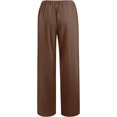 thumbnail image 3 of Women's Low Waist Wide Leg Linen Flare Pants Casual Drawstring Loose Plus Size Lounge Trousers with Pockets, 3 of 6