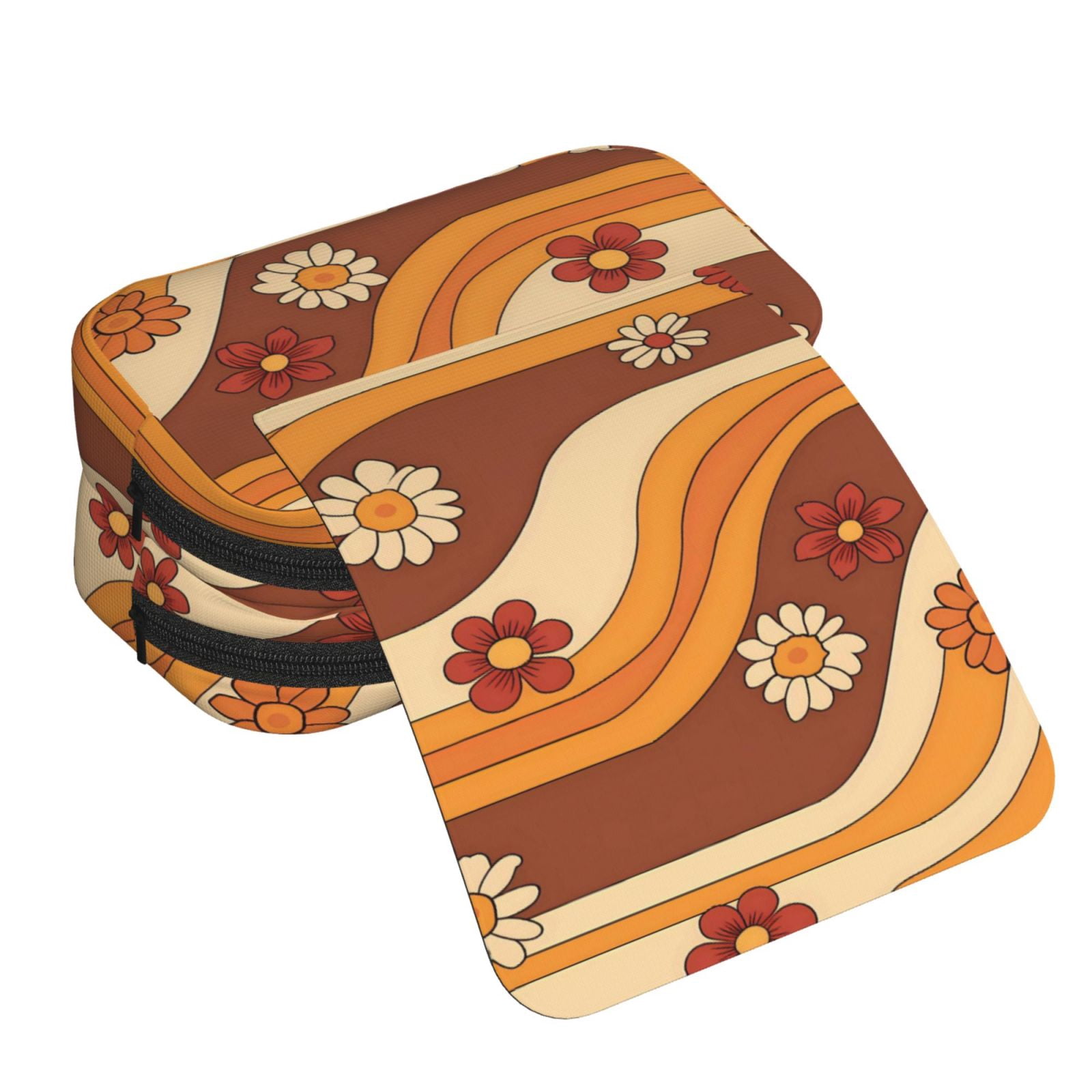 Large-Capacity Flip-Top Double-Layer Pencil Case, Multi-Functional Pocket Pen Case, Durable Stationery Organizer Groovy Flowers (13)