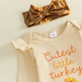 thumbnail image 6 of Cjfdfy Newborn Baby Girl Thanksgiving Fall Outfit Turkey Ribbed Long Sleeve Romper Print Pants and Bow Headband 3pcs Infant Cute My First Thanksgiving Fall Winter Outfits 0-18M, 6 of 9