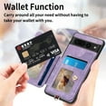 thumbnail image 2 of ELEHOLD for Google Pixel 6 Case with Ring Holder, Pixel 6 Wallet Case with RFID Blocking Card Holder Wristlet Strap, Magnetic Button Flip Folio Kickstand Shockproof Phone Cover,Purple, 2 of 10