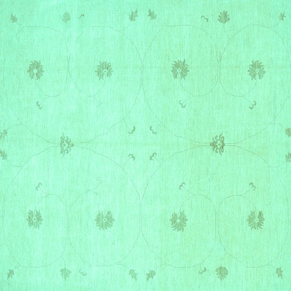 Ahgly Company Machine Washable Indoor Square Solid Turquoise Blue Modern Area Rugs, 8' Square