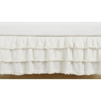 Boho Fringe Ivory 3-Tiered Dust Ruffle Crib Skirt by Sweet Jojo Designs