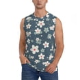 thumbnail image 3 of Uemuo Blue Flower Pattern Men's Sleeveless T-Shirt,Muscle Athletic Tank Top, Moisture-wicking Quick-dry Breathable Classic Tee Top for Gym Run Outdoor Sports-, 3 of 8