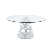 Modrest Lilly - Modern 12mm Round Glass   White Dining Table