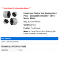 thumbnail image 2 of Front Lower Control Arm Bushing Set 4 Piece - Compatible with 2007 - 2014 Nissan Altima 2008 2009 2010 2011 2012 2013, 2 of 2