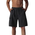 thumbnail image 2 of Qulqfy Mens Lounge Shorts Black Hiking Summer Cargo Shorts Solid Outdoor Travel Shorts Mens Workout Shorts L, 2 of 4