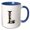 Blue/White, variant on 3drose, Ideally Chic Letter I. Halloween Monogram, Broom, Wizard Hat, Cat, 11oz Mug