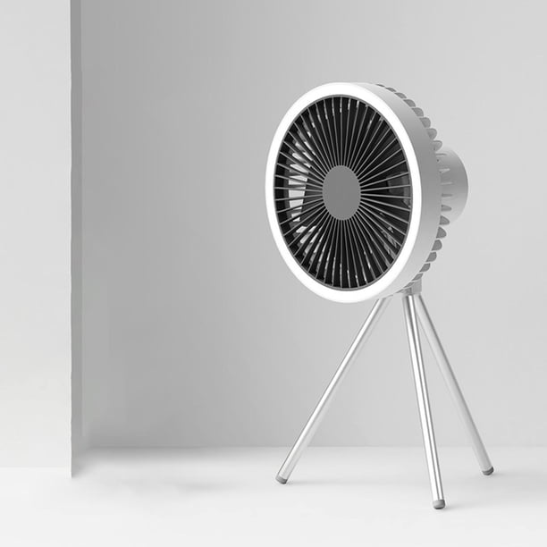 Mini ventilador de mesa con trípode, ventilador colgante USB con luz nocturna, ventilador portátil, 3 velocidades de aire blanco BLESIY Ventilador de refrigeración portátil