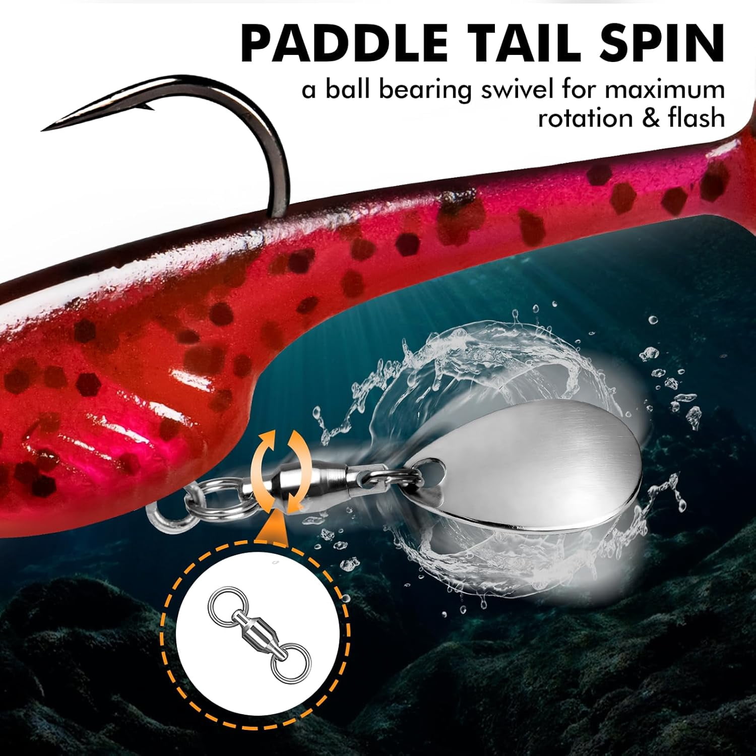 TRUSCEND Easy Catch Shadtale with BKK Branded Hook, Unique Vibrating Swim and Trembly Jigging Action for More Bites, Durable TPE Soft Fishing Lures for Bass Crappie Trout Walleye, Keep Separately