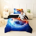 thumbnail image 2 of Erosebridal Sport Soccer Flame Twin Comforter Sets 3-Piece for Boys,Ball Gamer Bedding Set for Kids Teens,Black Reversible,Microfiber Bedroom Decor, 2 of 6
