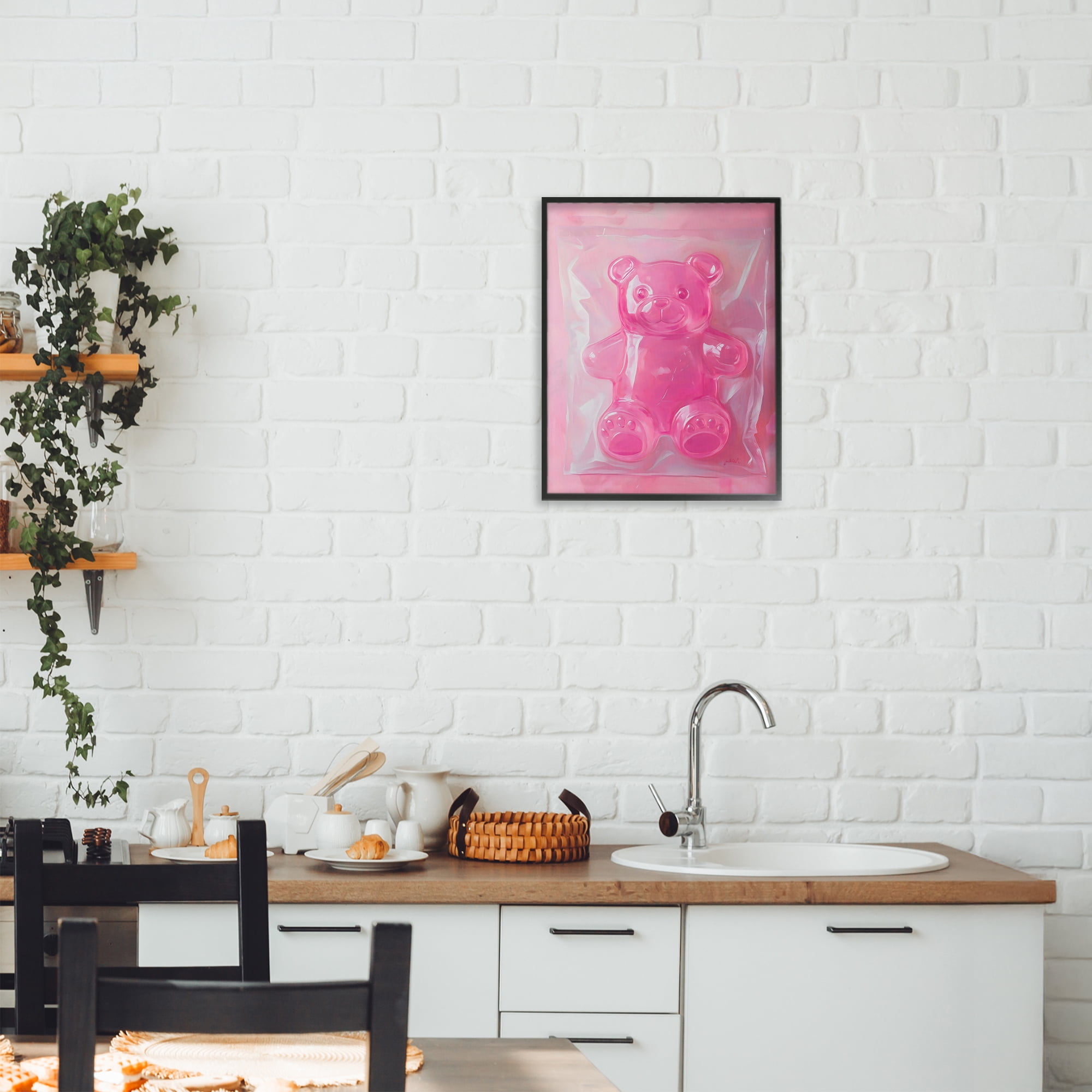Stupell Industries Pink Gummy Candy Bear Black Framed Giclee Art, design by The Prints Vibe