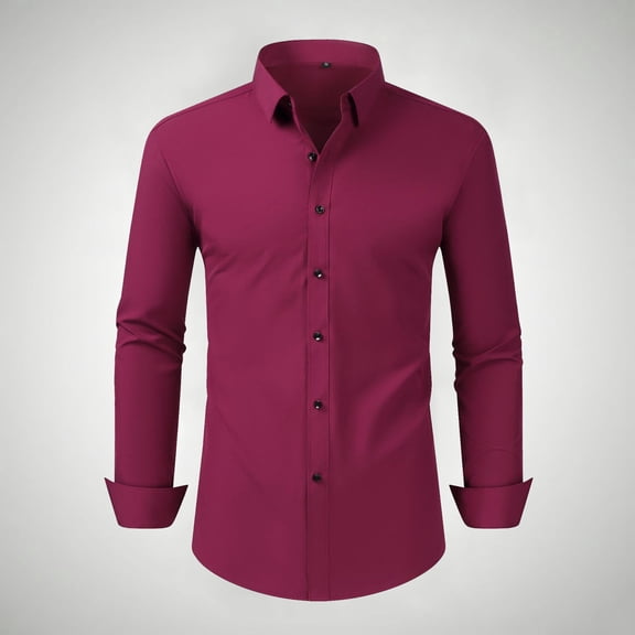 Yaoyar Mens Long Sleeve Dress Shirt Wrinkle Free Slim Fit Stretch Business Casual Button Down Shirt Solid Formal Dress Shirt
