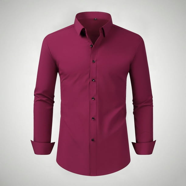 Blusa y camisa de manga larga con cuello vuelto para hombre, estilo informal, a la moda, con botones y solapa, transpirable, de poliéster