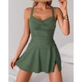 thumbnail image 4 of ZANKLEY Womens Tummy Control Swim Dress One Piece Swimsuit with Skirted Hem Wide Strap Bathing Suit for Beach Vacation, 4 of 10