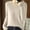 White, variant on absuyy Sweaters for Women V-neck Long Sleeve Casual Solid Color Knitted Winter Warm Sweaters for Women Khaki Size L
