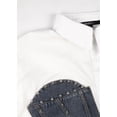 thumbnail image 3 of Forever 21 Poplin Faux Denim Corset Shirt, Color-White/Blue, Size-S, 3 of 5