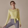thumbnail image 1 of Traje de yoga para mujer, primavera otoño, nuevo, holgado, para entrenamiento, pilates, fitness, top de manga larga con abertura lateral, ajustado, deportivo, 1 of 4