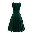 thumbnail image 4 of Vintage Velvet Dress for Women Party 2025 Sleeveless Pleated Wrap V Neck Ball Gown Tea Length Cocktail Dress (Small, Green), 4 of 5