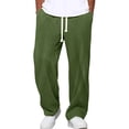 thumbnail image 2 of Mens Corduroy Pants Lightweight Elastic Casual Waist Drawstring Pants Straight Baggy Pants with Pockets Green XL, 2 of 6