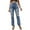 Blue, variant on Bigersell Womens Black Jeans Jeggings Summer Elastic Waist Jeans Ladies Tapered Denim Pants Button Closure Light Wash Ripped Flared Jeans Loose Mid Waist Ankle Length Pants Style J-86 Blue M