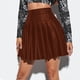 thumbnail image 2 of Faldas plisadas Prolriy para mujer, falda plisada de moda para mujer, falda de cuero de cintura alta, falda corta elegante de color sólido, faldas para mujer, marrón XL, 2 of 6
