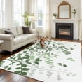 thumbnail image 2 of Large Area Rugs for Living Room Bedroom, Sage Green Leaves 8'x10' Rug Washable Carpet Runner Indoor Outdoor, Summer Botanical Non Slip Floor Mats Rug for Kitchen, Patio, 2 of 8
