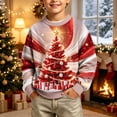 thumbnail image 2 of Frostluinai Boys Christmas Tree Sweaters Lightweight Xmas Party Sweater Tops Crew Neck Long Sleeve Funny Graphic Pullover 5-16 Years, 2 of 8