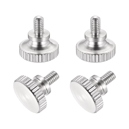 Uxcell 10Pcs M2.5x4mm Knurled Thumb Screws, 304 Stainless Steel Flat Head Thumb Screws with Shoulder Grip Knobs, Hand Tighten Bolts Fasteners - Machine Mounting Use, Silver
