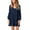 Navy, variant on Idoravan Women's Dress Clearance Summer Women Casual Dot V-Neckline Mini Dress Short Sleeve Ruffle Loose Swing Dress