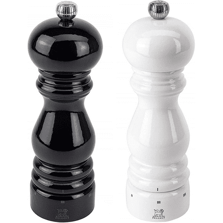 Peugeot Paris U'Select Lacquer Salt And Pepper Mill Set 7", Black And White
