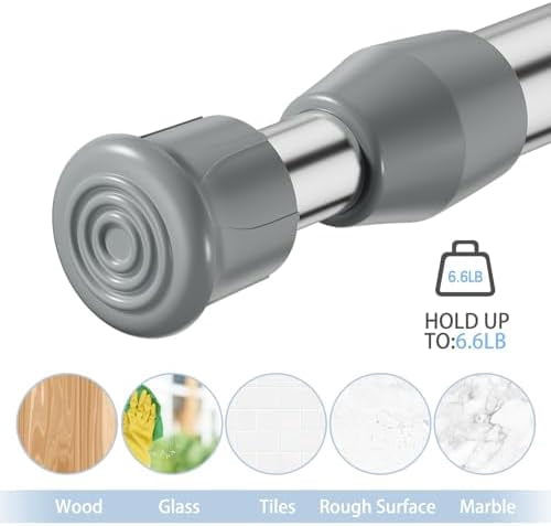 Spring Tension Curtain Rod Short Tension Rod (Silver,17"to 28"-1Pcs)