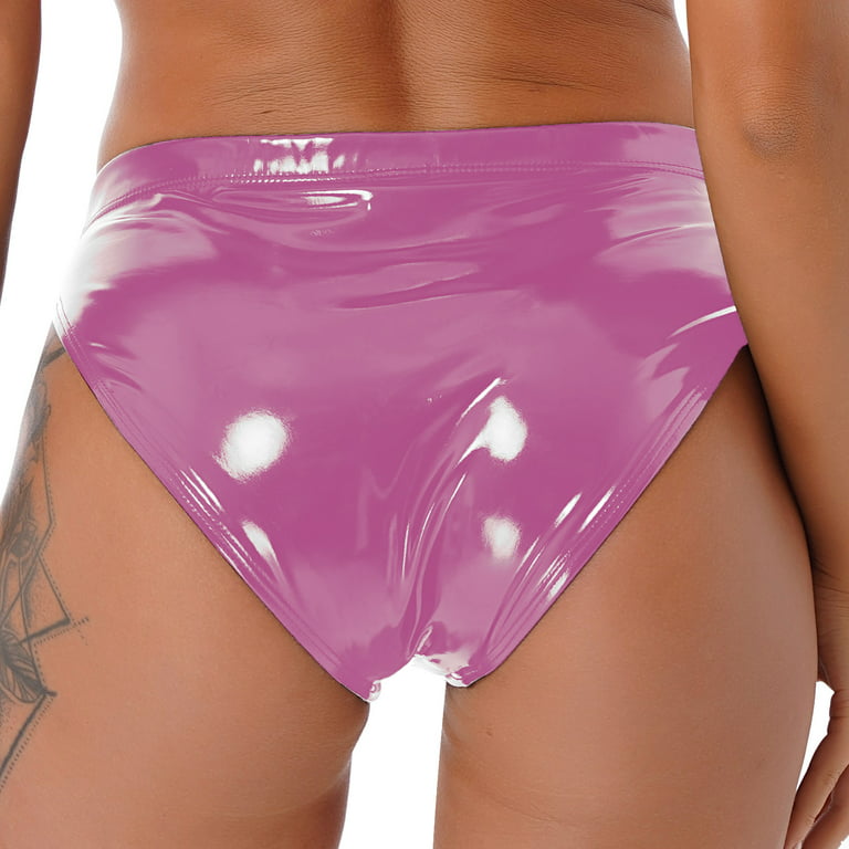 CHICTRY Womens Shiny Metallic Briefs Underwear Low Rise Latex Mini
