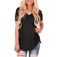 thumbnail image 3 of Guardurnaity Camiseta de mujer con cuello en V Blusa casual Color sólido con cuello en V Top de manga corta Prendas para la parte del cuerpo Negro S Guardurnaity AP003157-01, 3 of 6
