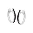 thumbnail image 2 of Women's Finecraft Hoop Earrings with Black Diamonds in Silver-Plated Brass, 2 of 6