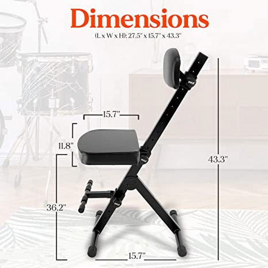 Pyle Padded Bench-Guitar/Keyboard Performer and DJ Deluxe Seat w/Adjustable Backrest