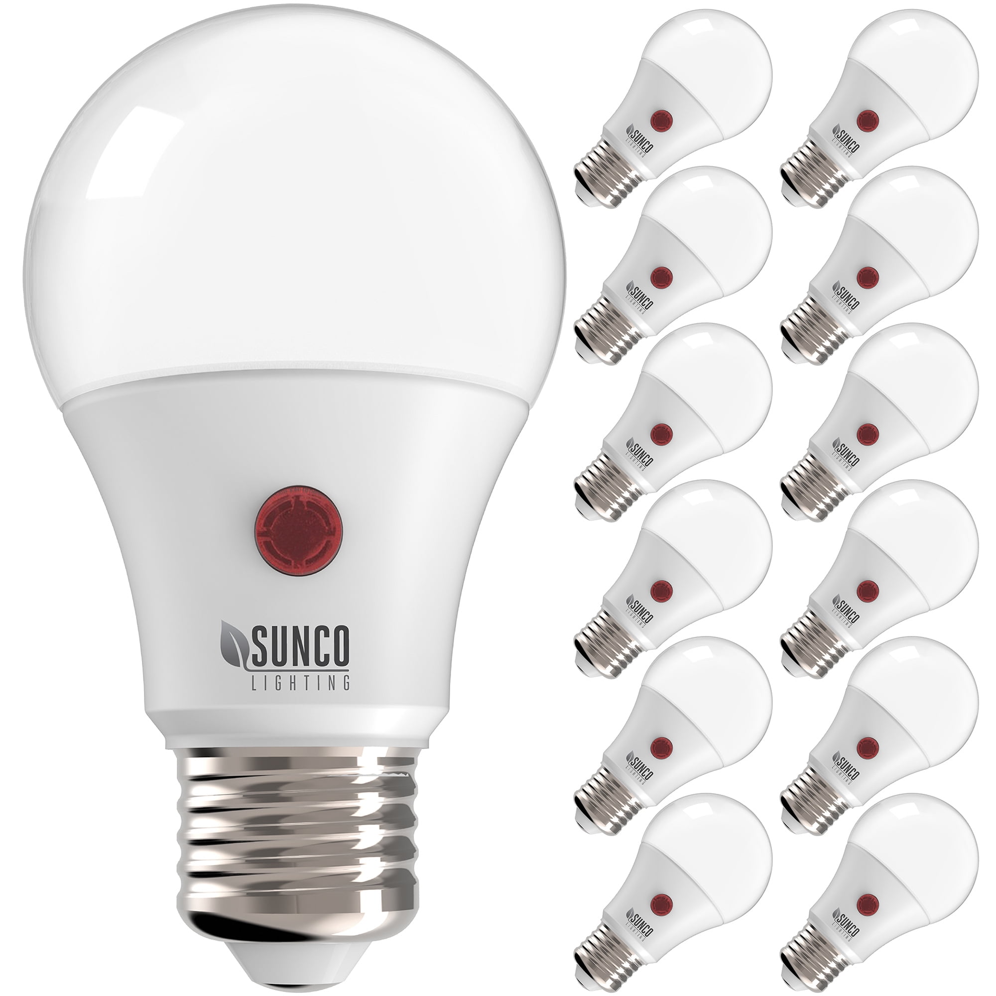 Sunco Lighting 12 Pack A19 LED Bulb with DusktoDawn, 9W=60W, 800 LM