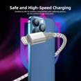 thumbnail image 4 of Cable cargador para iPhone Bkayp, paquete de 3, cable trenzado de nailon de 3 m, 4 of 7